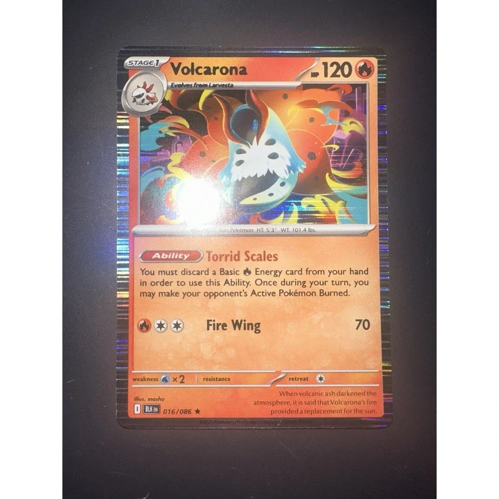 Volcarona 016/086 ADDITIONAL INK ERROR Holo Rare Black Bolt Pokemon MP see pics!